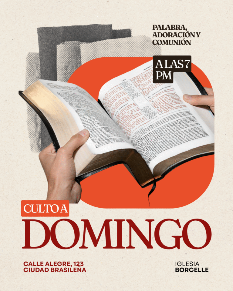 Post Instagram Culto Domingo com Bíblia Moderno Laranja