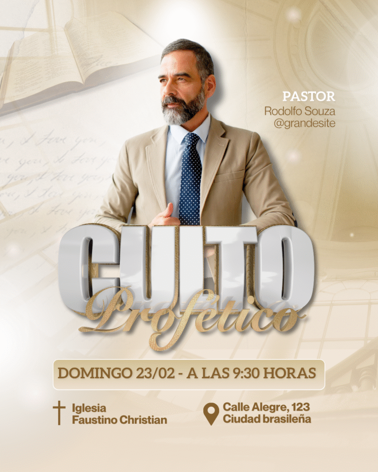 Post instagram culto profético religioso moderno em marrom e bege